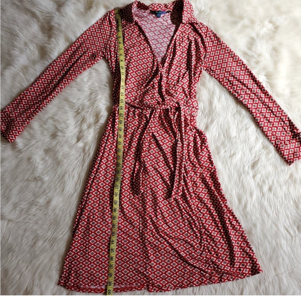 Boden size 4 Red Geometric Wrap Dress - Picture 11 of 13